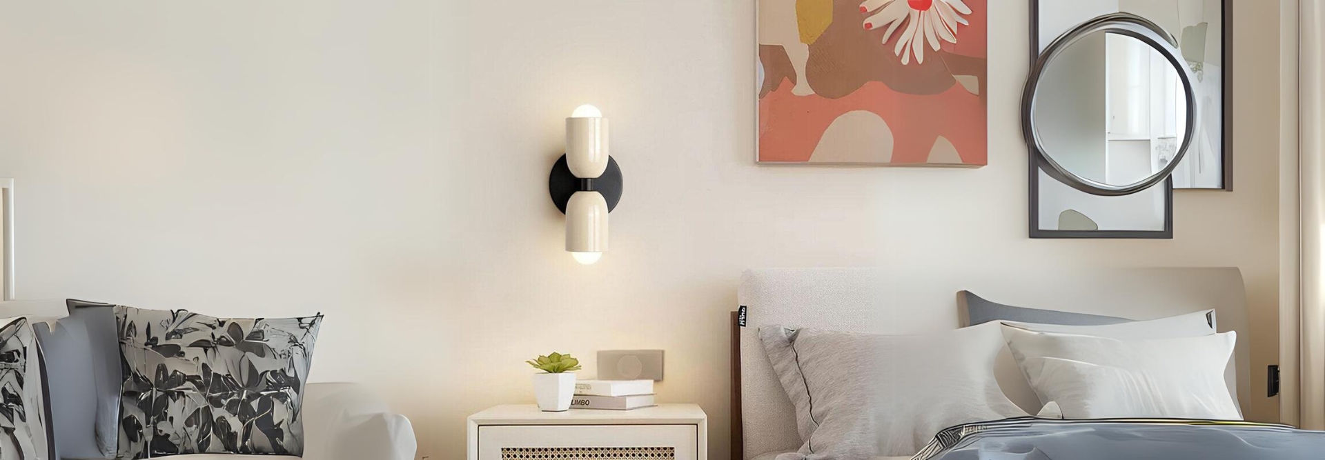 Lámparas de pared LED de doble cabezal color crema