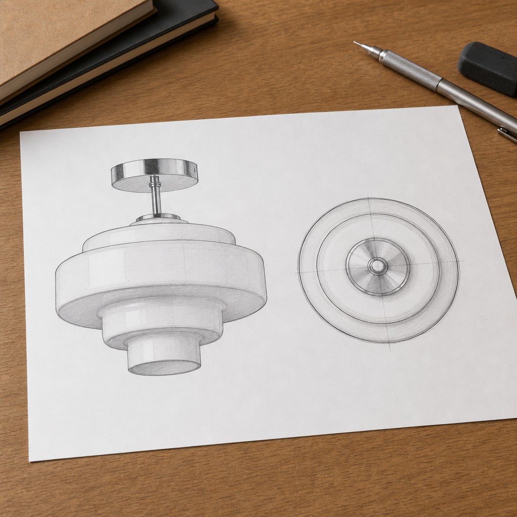 Dibujo del diseño de la lámpara Koloro