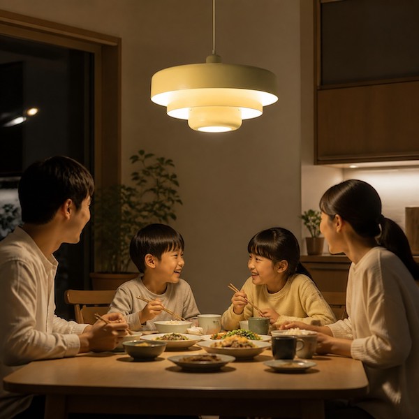 colourful-pendant-family-dining-room-evening