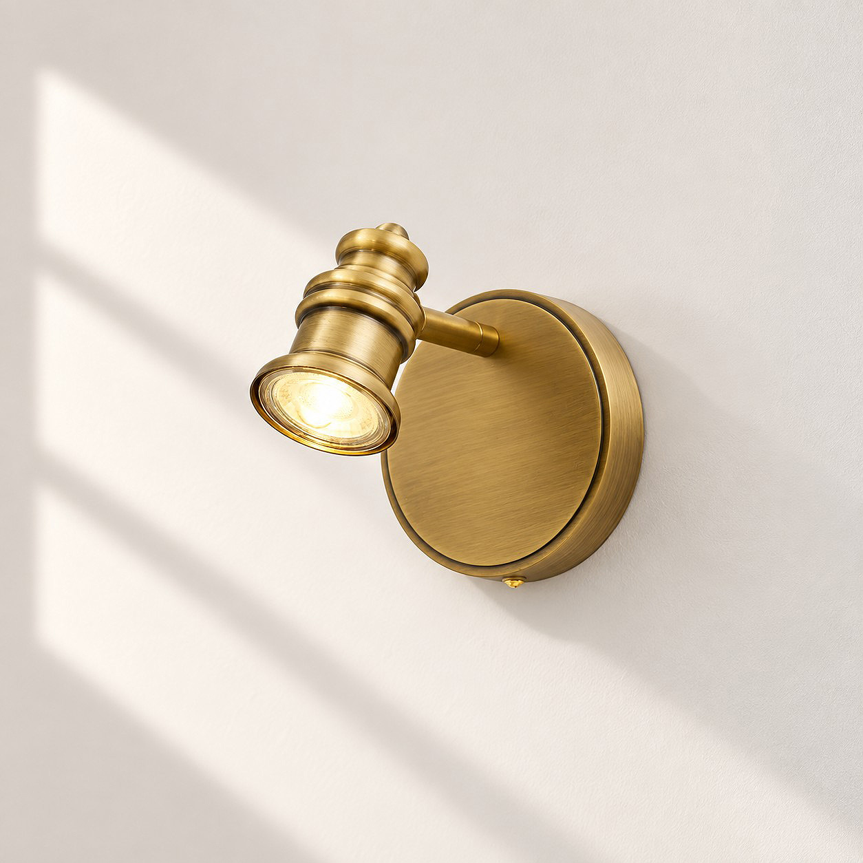 Aurelia Brass Vanity Wall Light with adjustable heads, one to five heads and individual aiming