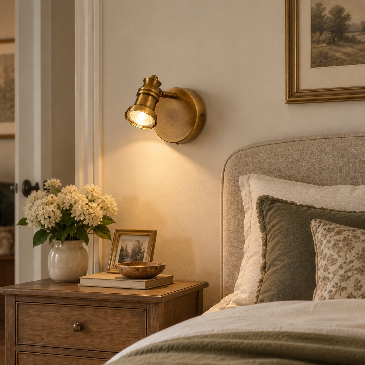 Aurelia Brass Vanity Wall Light with adjustable heads, one to five heads and individual aiming