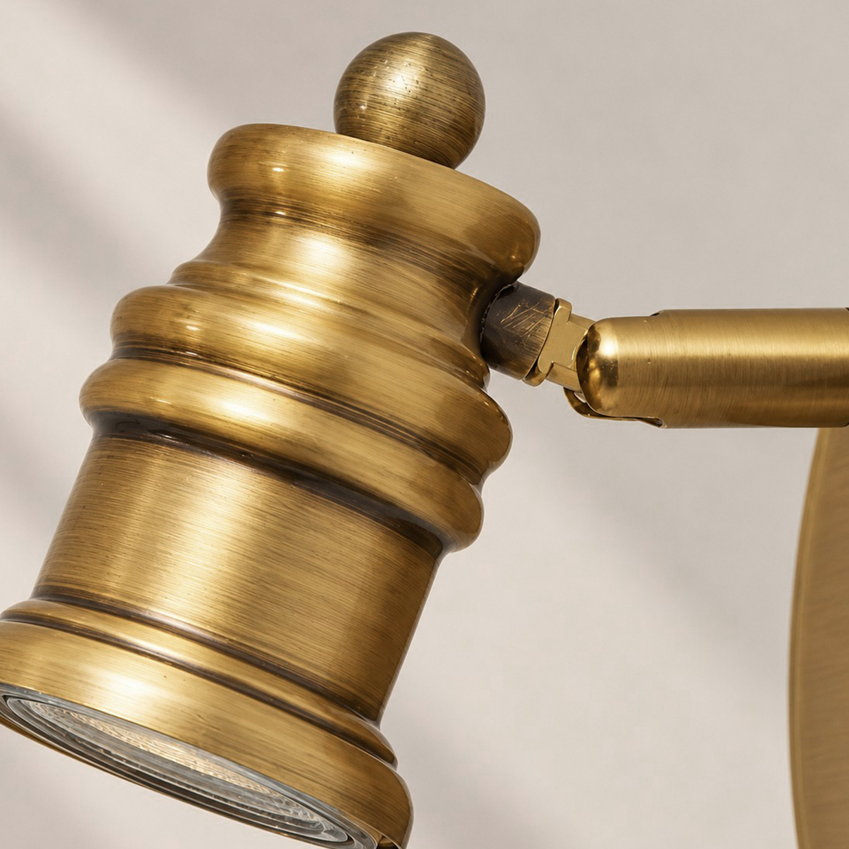 Aurelia Brass Vanity Wall Light with adjustable heads, one to five heads and individual aiming