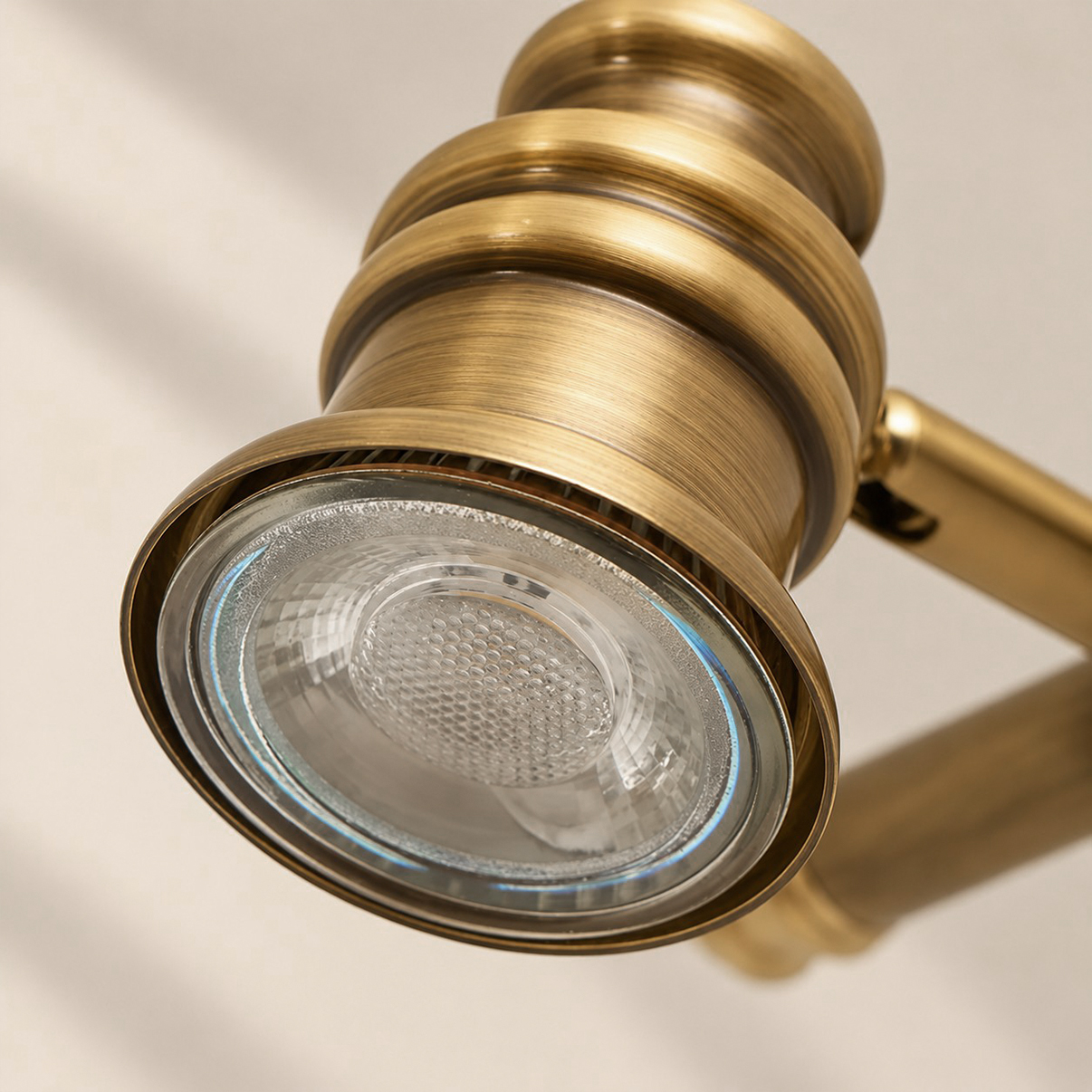 Aurelia Brass Vanity Wall Light with adjustable heads, one to five heads and individual aiming