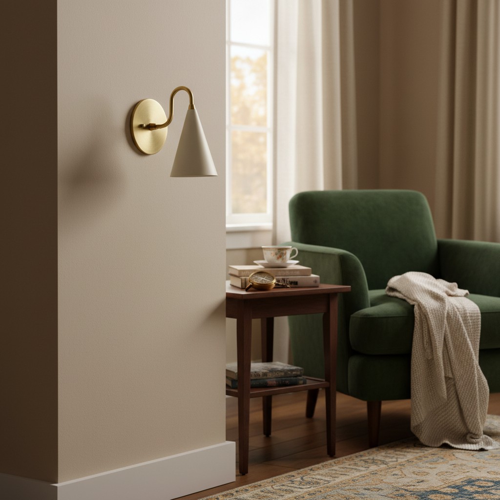 Curva Metal wall light in reading corner
