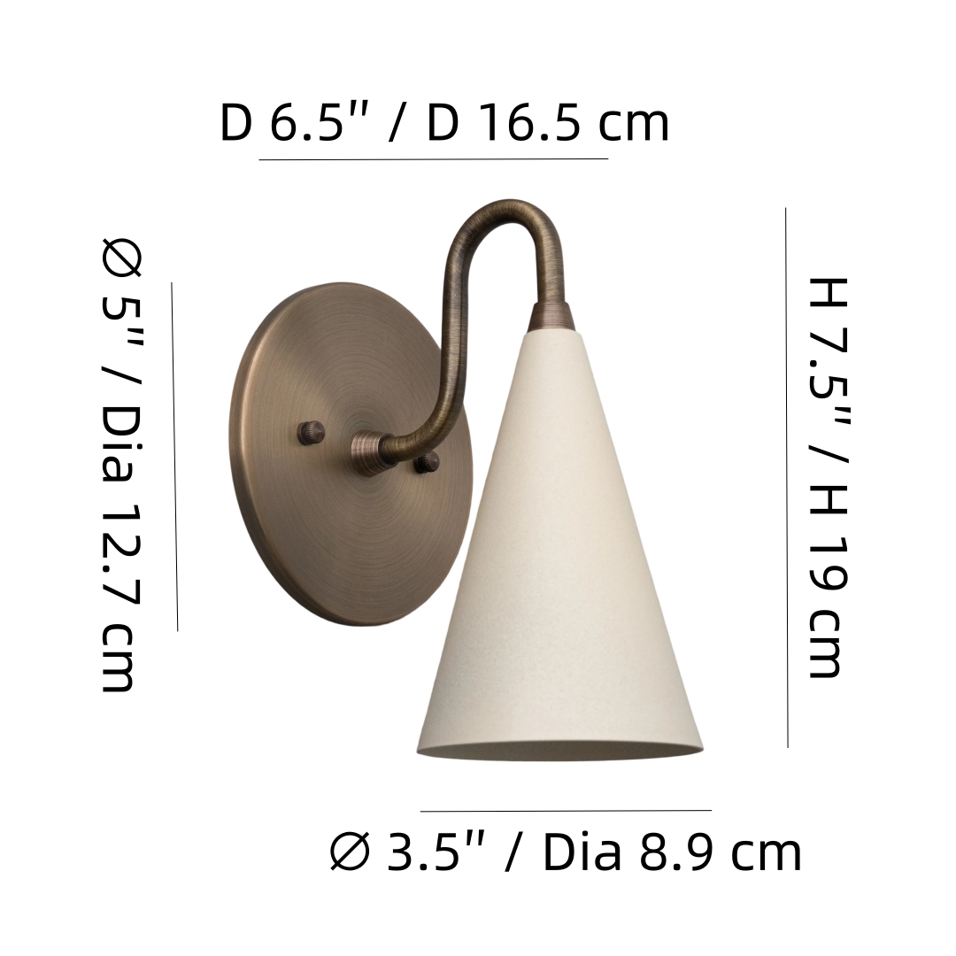 Curva Metal wall sconce size diagram