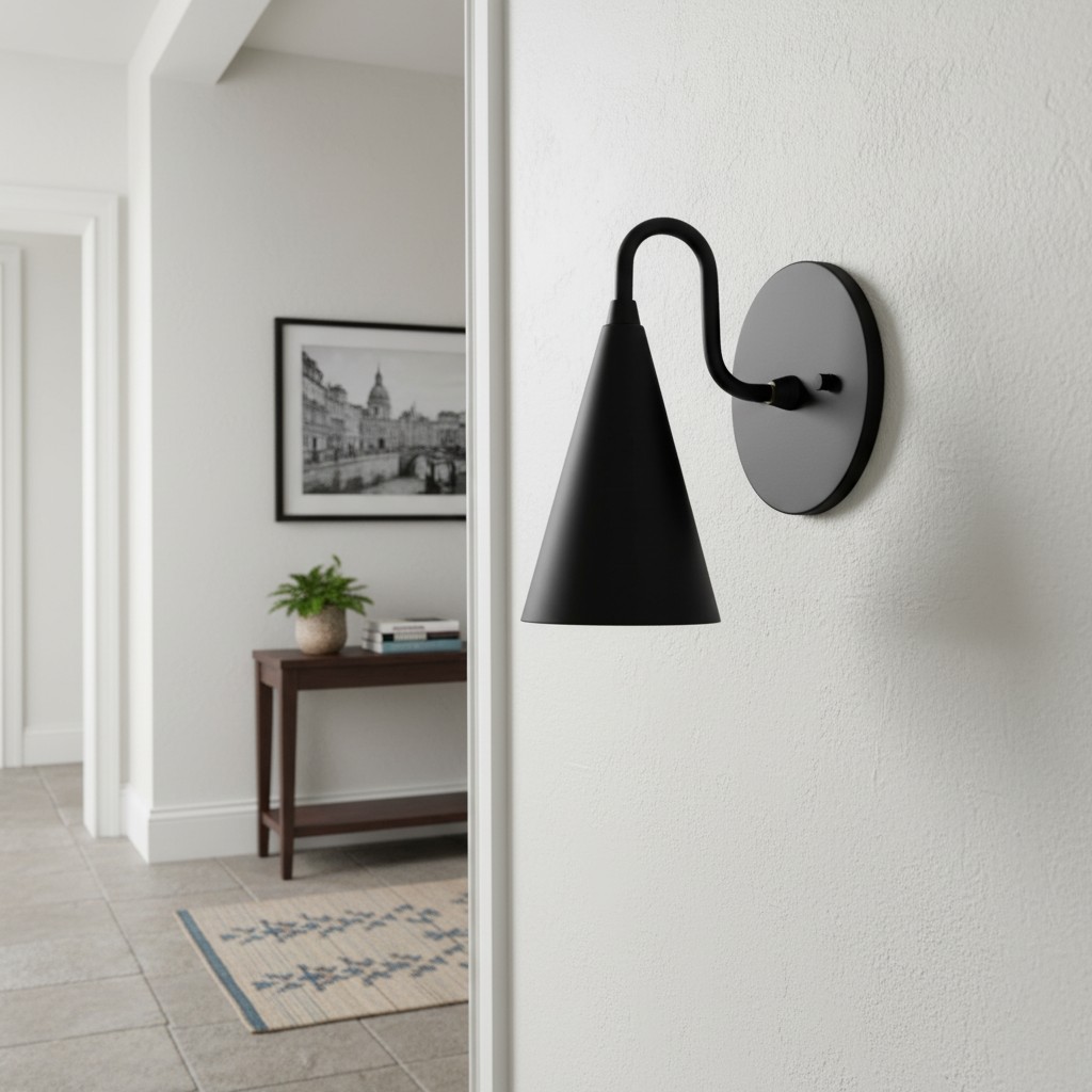 Curva Metal sconce in a living room chair scene