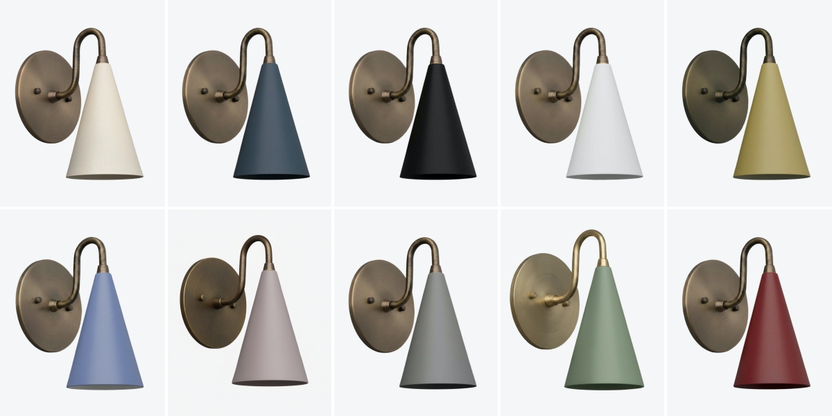 Curva Metal finish options in antique brass