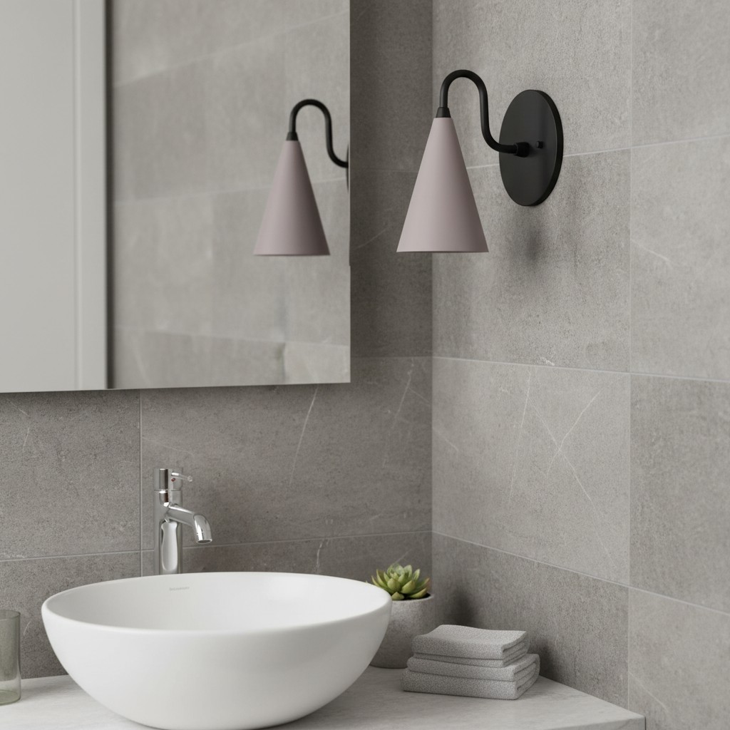 Curva Metal wall sconce in a bathroom setting