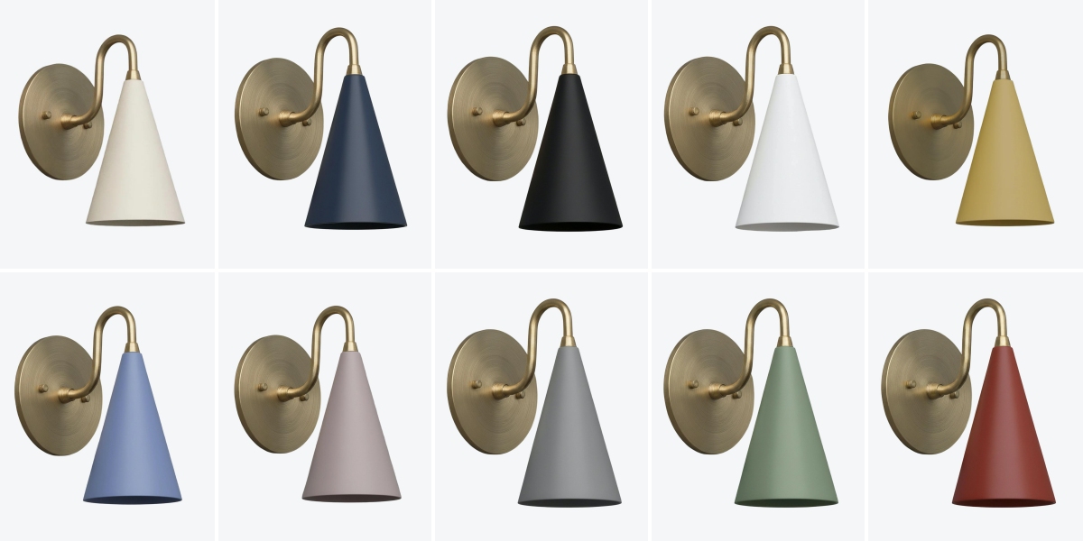 Curva Metal finish options in raw brass
