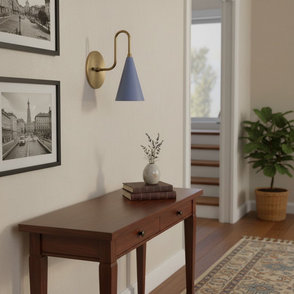 Curva Metal wall sconce in an entryway