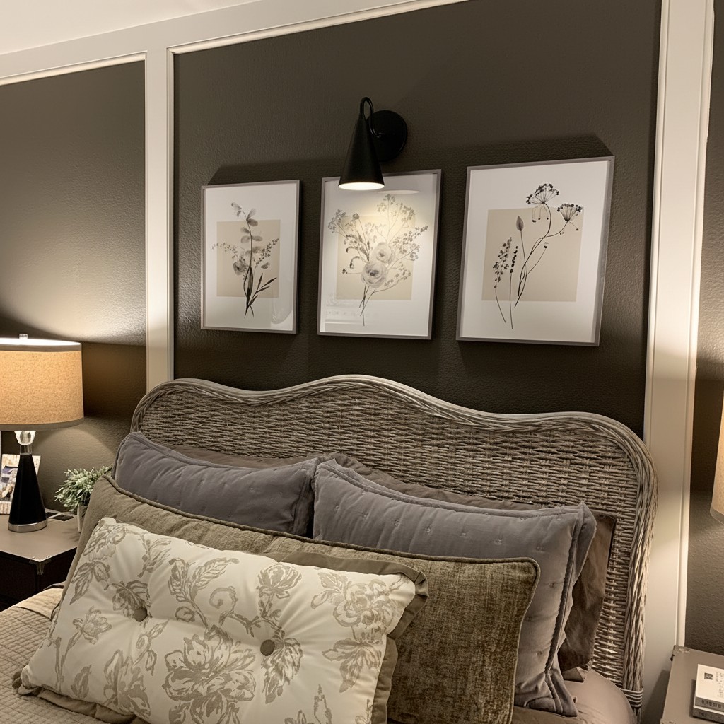 Customer bedroom photo with Curva Metal wall sconce