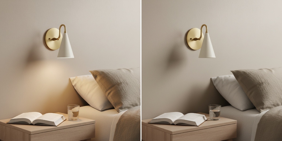 Light switch comparison for Curva Metal wall sconce