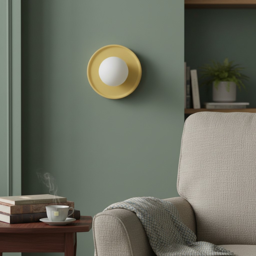 Aplique Solna amarillo en pared verde