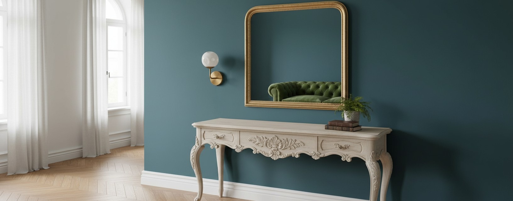 Modo sculpted glass wall sconce in a calm entryway scene