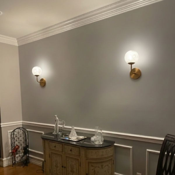 Customer bathroom photo with Modo wall sconces