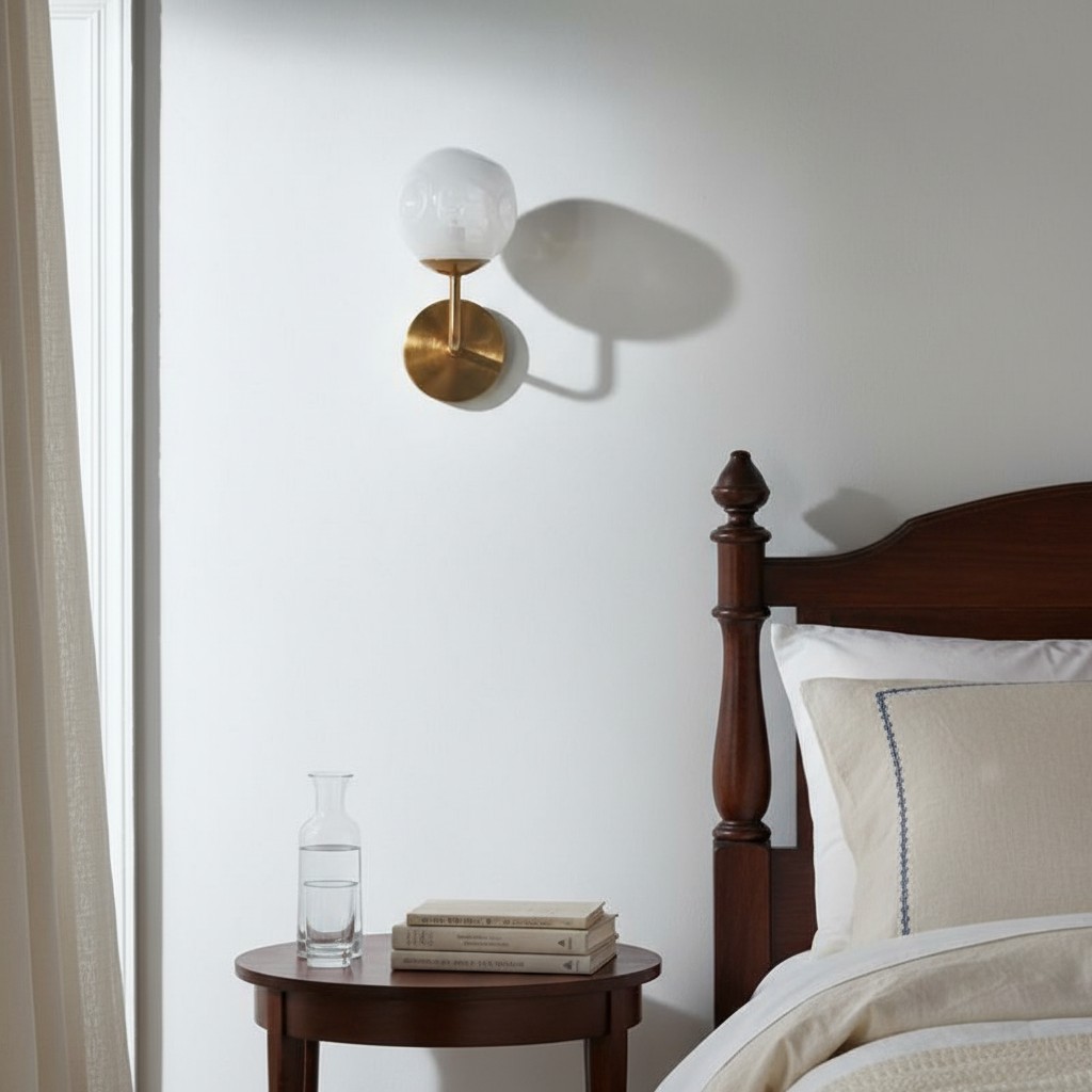 Modo wall sconce beside a bed