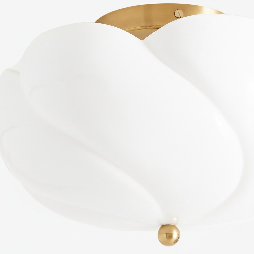 Close view of the white glass shade