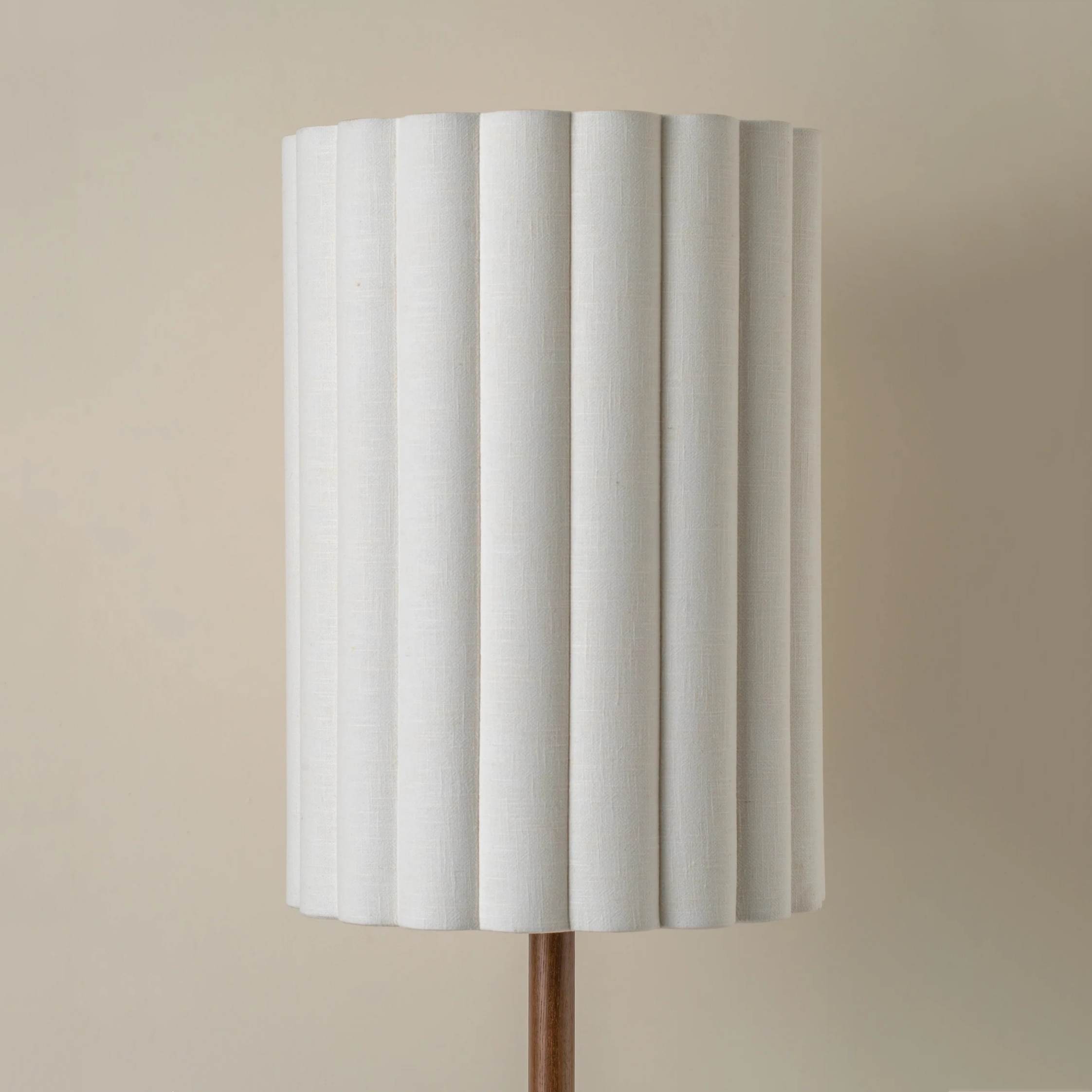 Close-up of the fluted linen lamp shade