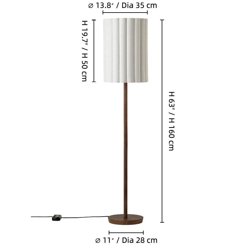 Linbron floor lamp size diagram