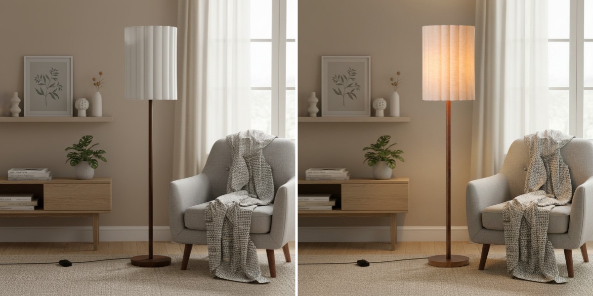 Switch light comparison showing the lamp off and on