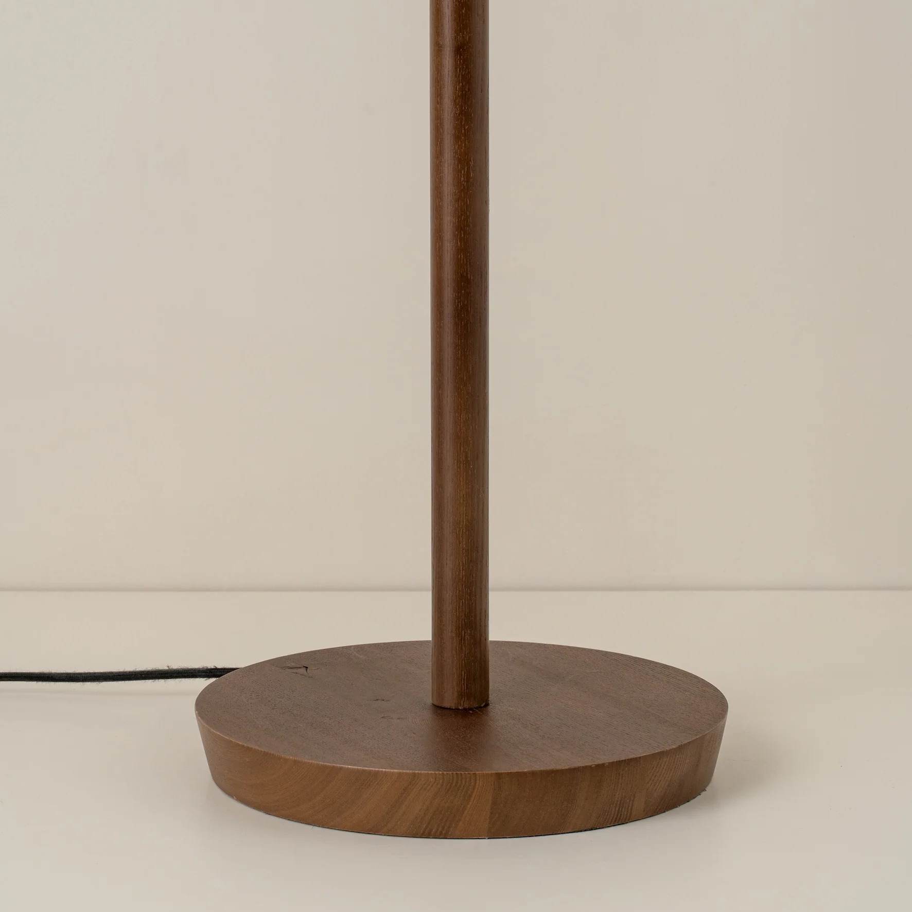 Walnut wood stem and round base detail