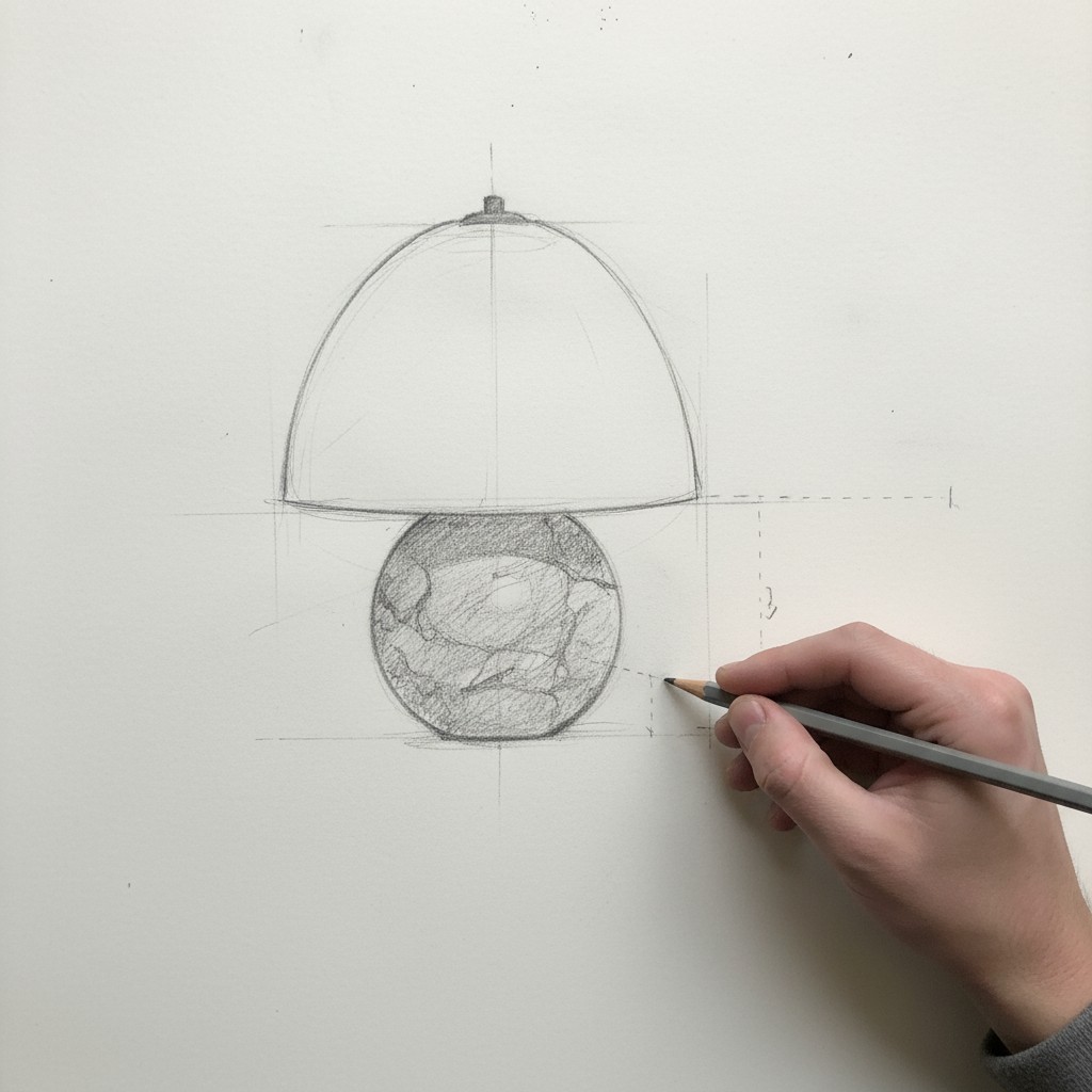 Boceto de diseño de la lámpara Cordove