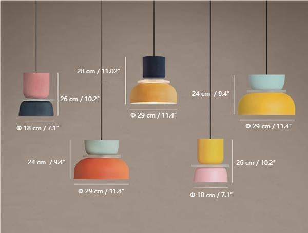 Tamaños del producto MACRI Color Block Nordic Pendant Light