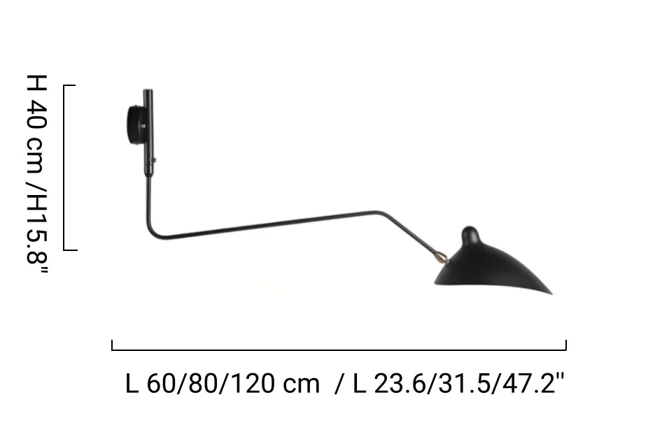 Dimensiones de aplique de pared de un cabezal