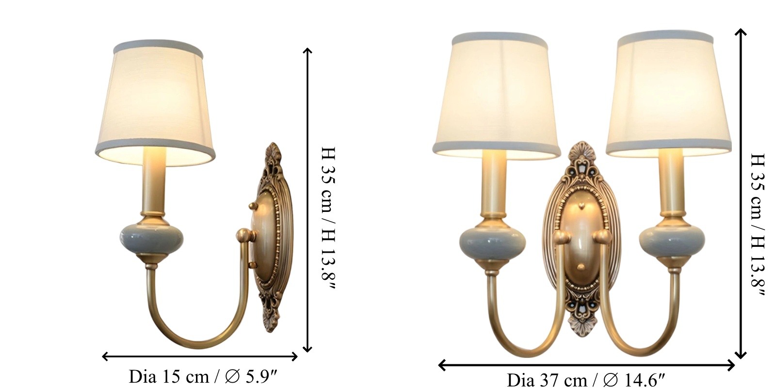 Dimensiones del aplique de pared