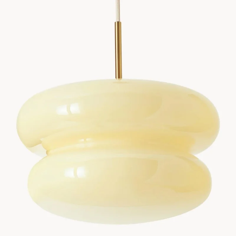 Lámpara colgante de cristal opalino en amarillo