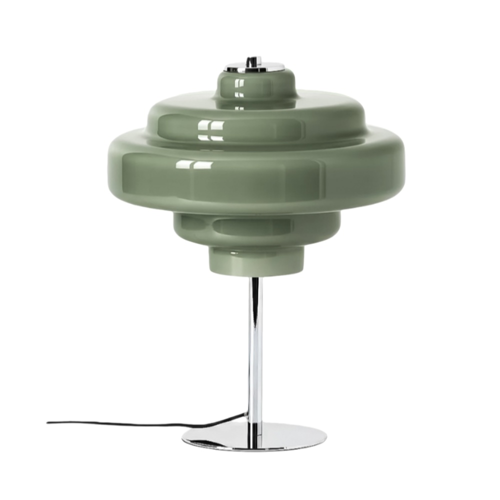 Lámpara de mesa de cristal Bauhaus en verde salvia