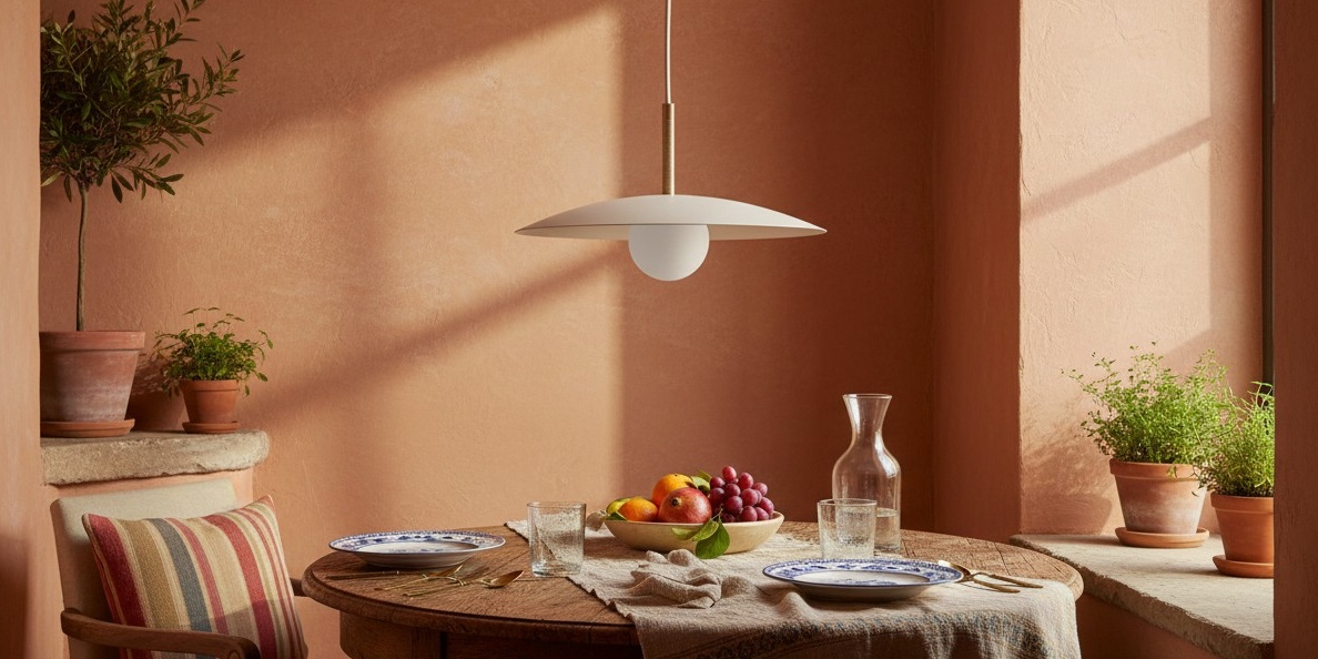 Colgante de metal Curva en un comedor contemporáneo