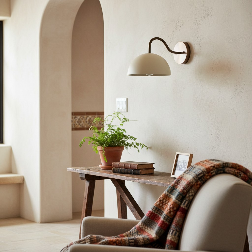 Estilo de lámpara de pared junto a mesa