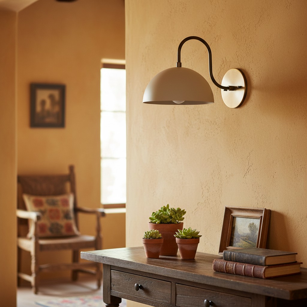 Lámpara de pared en una escena interior cálida