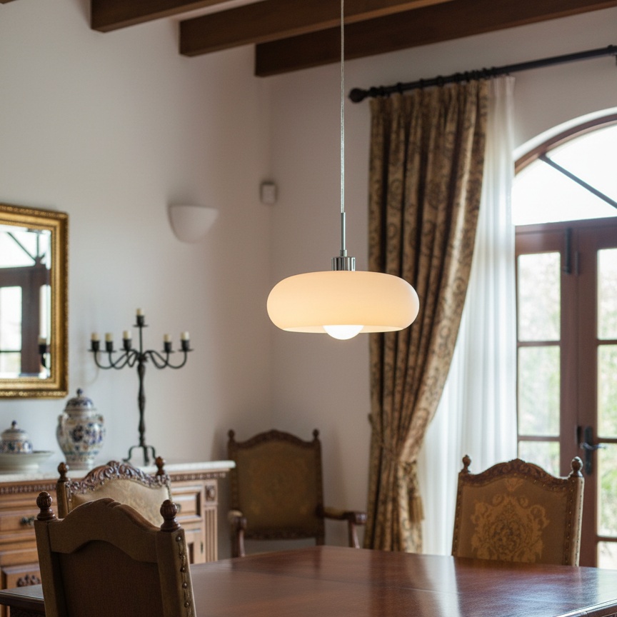 Lámpara Hailie blanca en comedor vintage