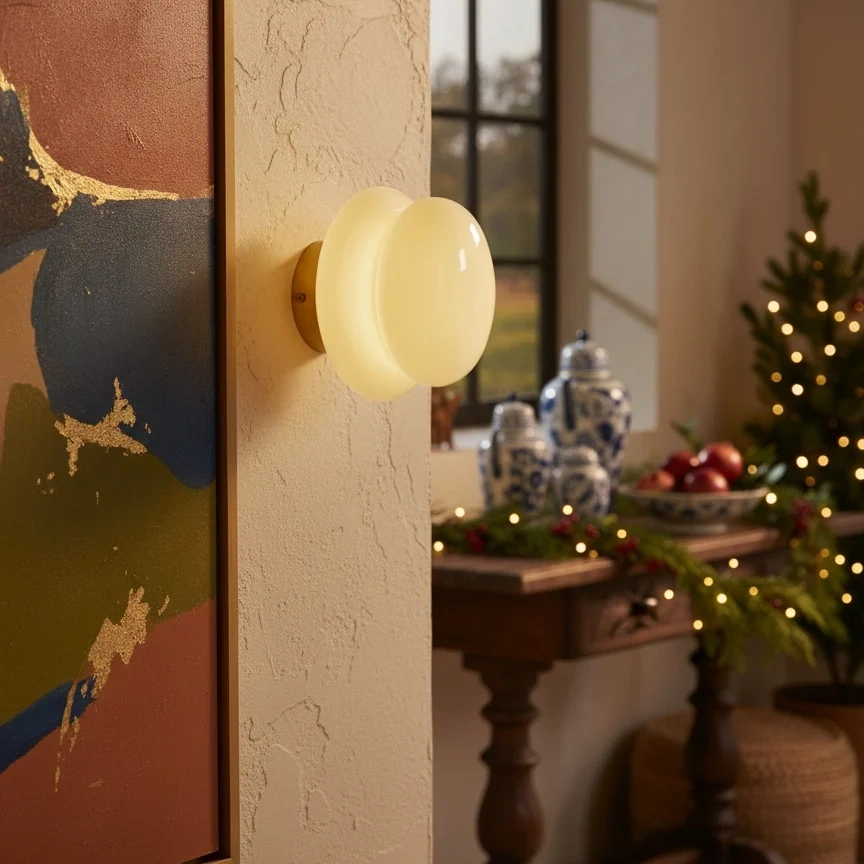 Opal Glass Wall Lamp - Bauhaus Design for Hallways and Bedrooms