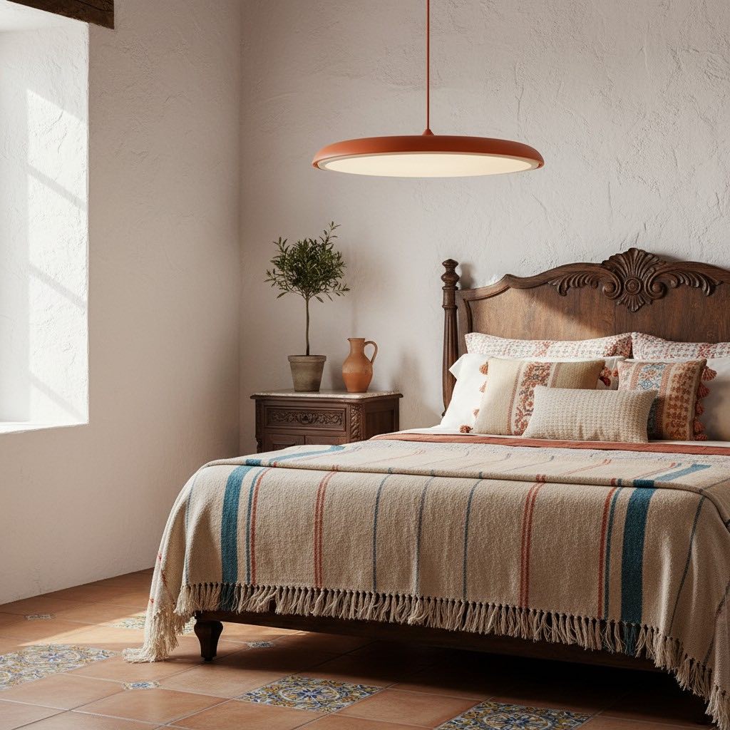 Lámpara colgante en dormitorio