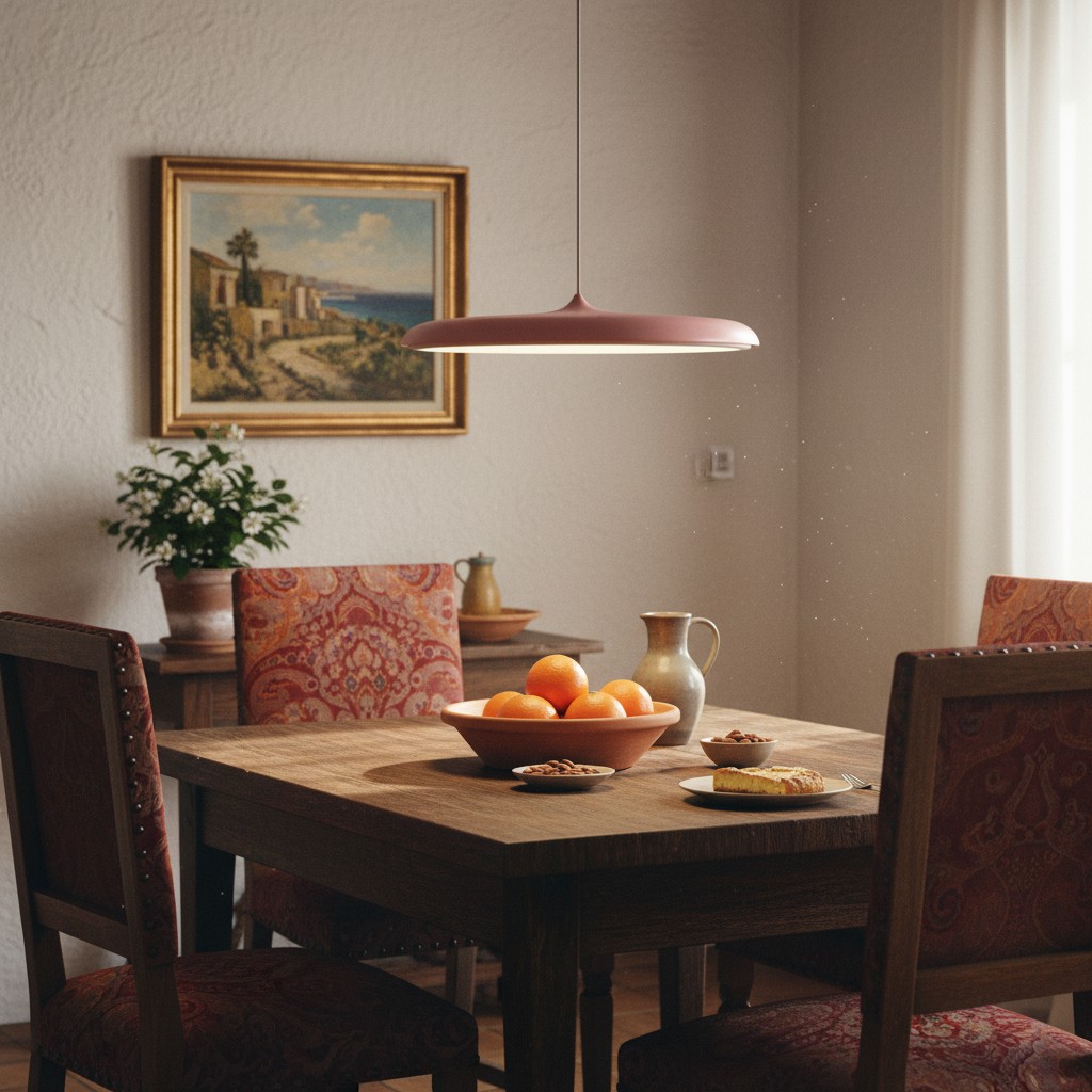 Lámpara colgante en zona de comedor