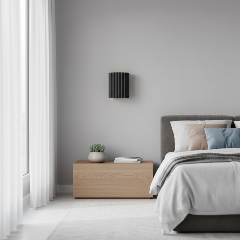 Aplique negro en dormitorio moderno