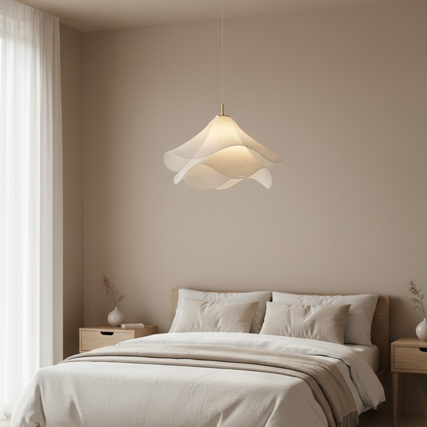 Lámpara Ethereal Bloom en dormitorio para notas de compra