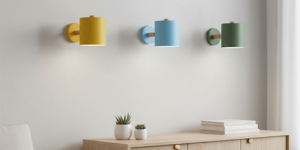 Lámpara de pared giratoria cilíndrica Nordic Macaron en varios colores