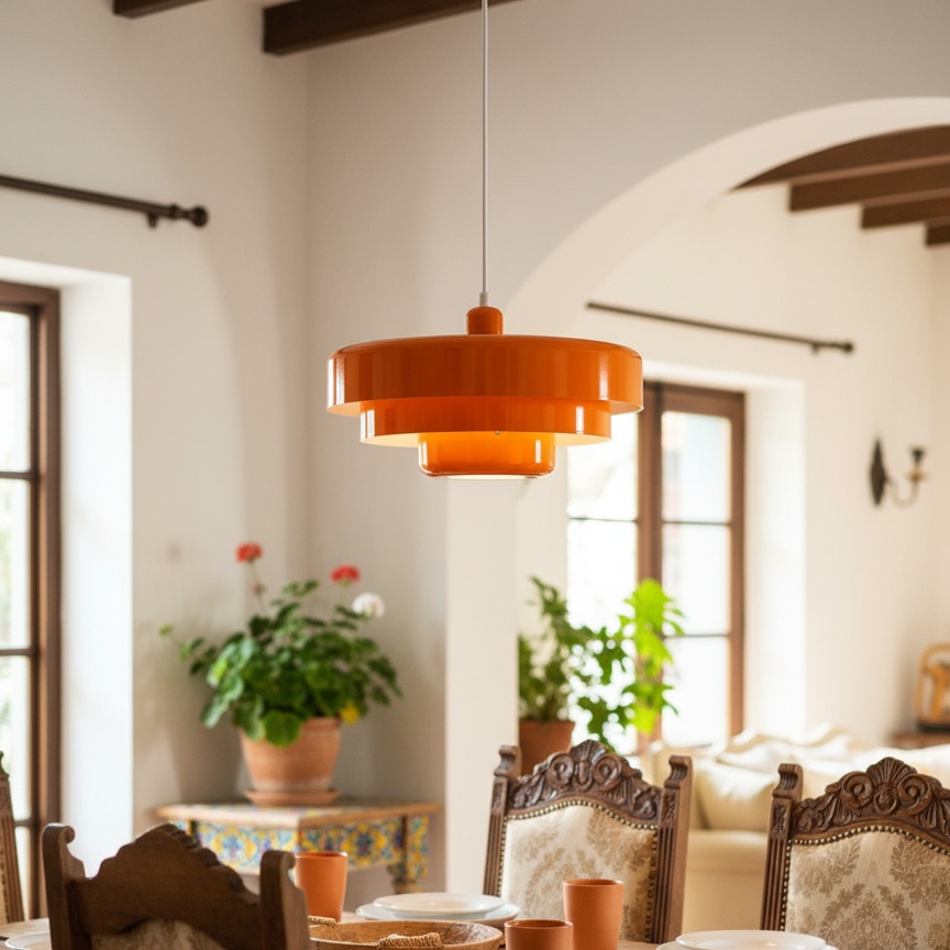 Triple Layer Disc Macaron Cake Pendant Lamp naranja