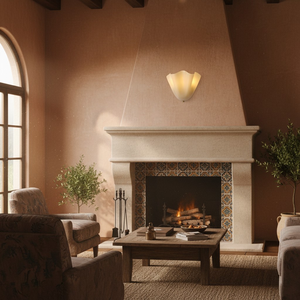 Aplique Bellina en una sala con chimenea