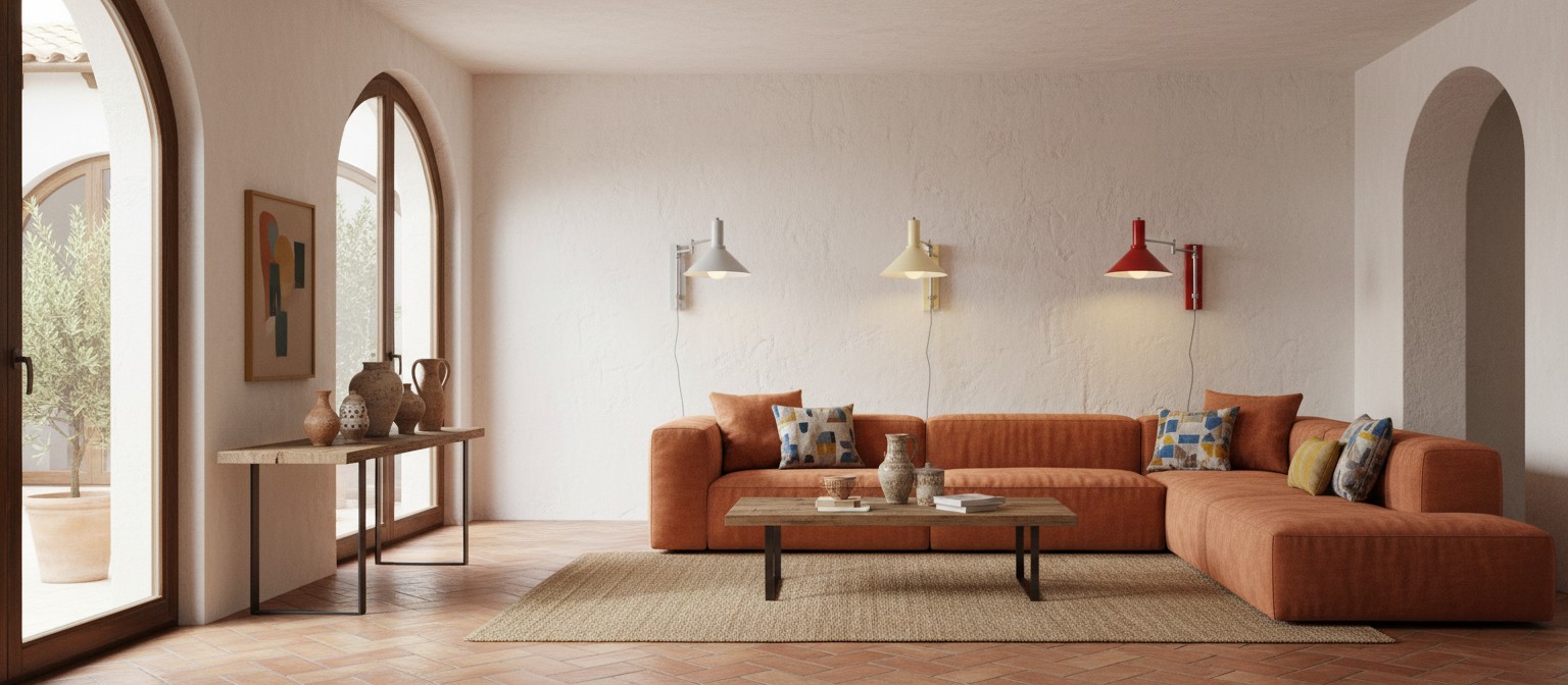 Aplique de pared Bauhaus en una sala de estar