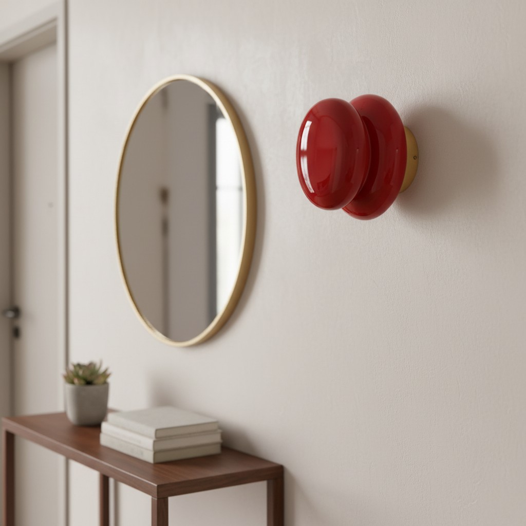 Lámpara de pared junto a un espejo