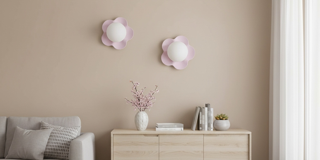 Lámpara de pared floral en una escena de interior