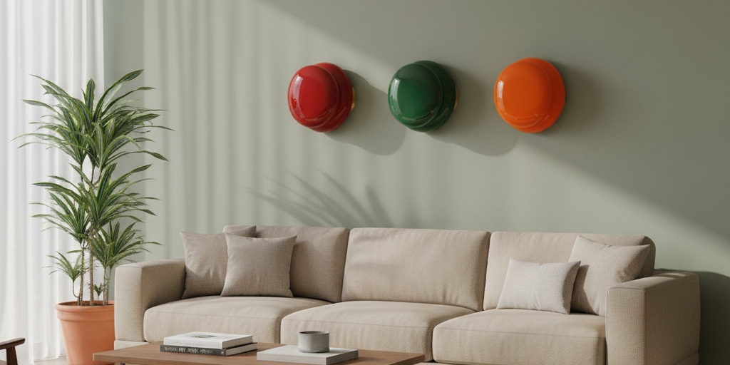 Lámpara de pared de cristal opalino en una sala contemporánea