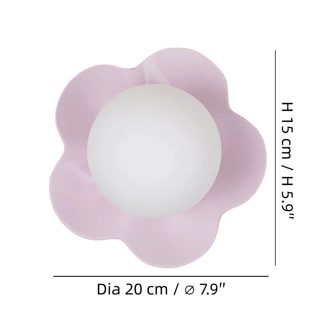 Diagrama de medidas de la lámpara de pared floral