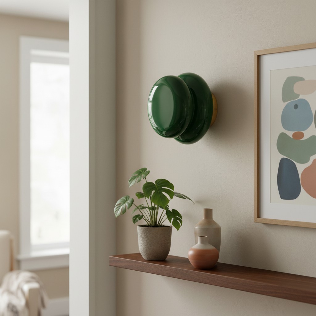 Lámpara de pared verde en rincón decorativo
