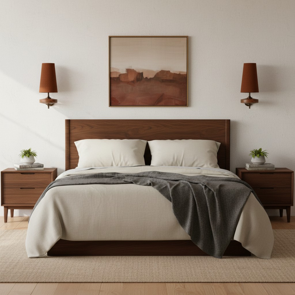 Dormitorio con apliques rojos